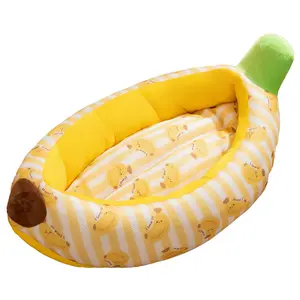 Banana Boat Shaped 4-Season Pet Bed, Dog & Cat Crate Accessory, Pet Furniture Addition