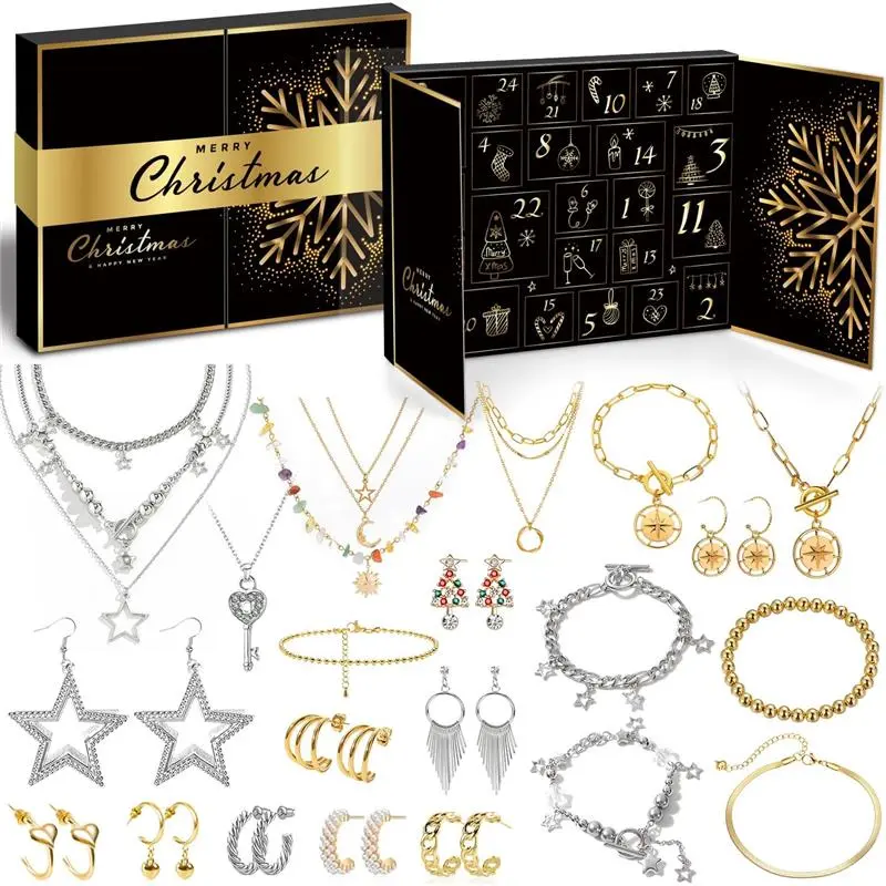 Jewelry Advent Calendar 2024 for Women Teenage Girls, Christmas Gifts Fashion Bracelets, Necklaces, Rings, Earrings - 24 Days of Holiday Countdown, Surprise Gift for Girlfriend, Wife, Daughter, Mom