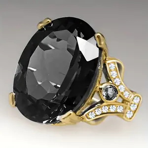 18K gold-plated elegant eternal promise ring, inlaid with sparkling cubic zirconia - luxurious double-sided design, suitable for engagement and wedding, December birthstone