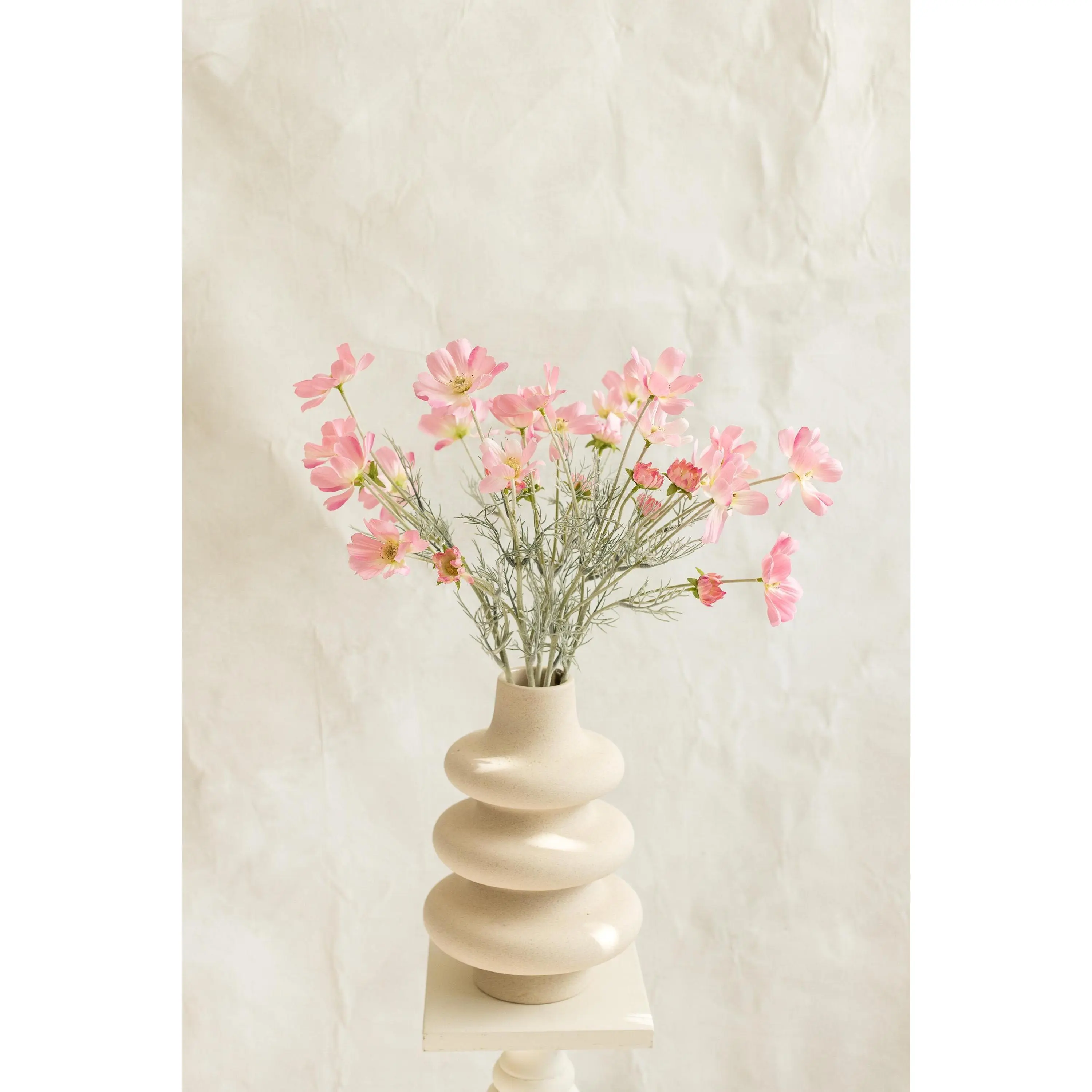 23.6" Blush Pink Faux Cosmos Flowers – Long Stem Cosmos Bouquet Flowers for Home Décor, Wedding Arrangements & Table Centerpieces