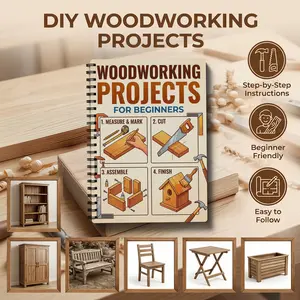 Woodworking project planning for beginners, providing step-by-step DIY blueprints, drawings and templates with dimensions to help you create practical and beautiful wooden works