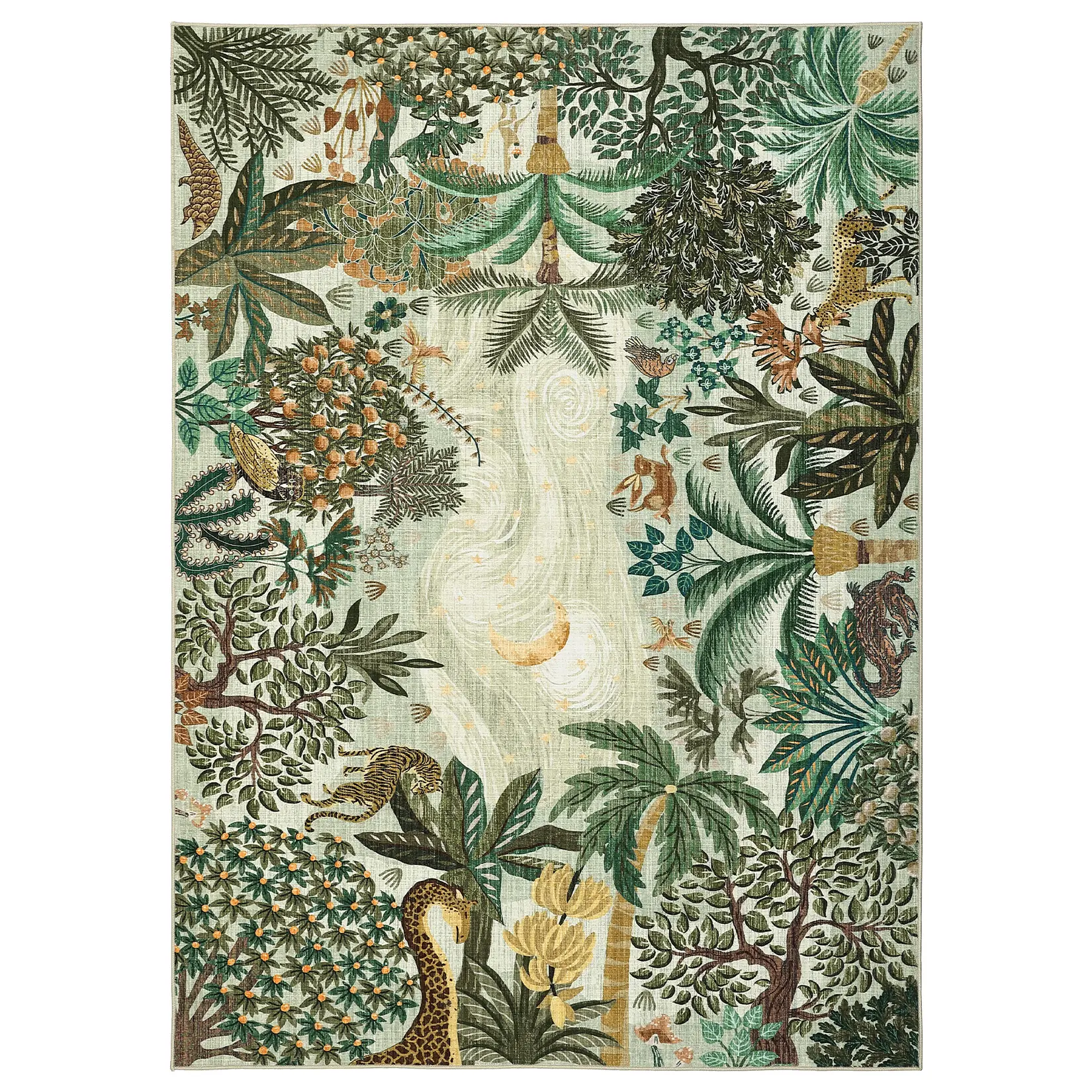 Garvee Washable Jungle Animal Print Area Rug, Soft Low-Pile Non-Slip Indoor Carpet - mark Resistant Accent Floor Mat for Entryway, Living Room, Bedroom, Kitchen, Bathroom, Kids Room
