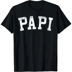 Papi - Classic Bold Font Father's Day Papi T-Shirt Pure Cotton Graphic Tees Menswear Top: Gifts for Men & Women