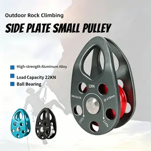 Outdoor Sports Side Plate Small Pulley, Aluminum Alloy Single Pulley for Climbing, Rescue, Lifting & Transportation, Mobile Hoist Equipment