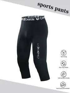 Men's Seven-Inch Compression Pants, Summer Training & Basketball Suitable, Quick-Dry Elastic Running Fitness Tight Fit, Athletic Stretchable