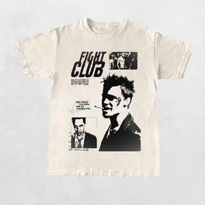 Fight Club Movie T-Shirt Vintage Style Graphic Tee- Unisex Menswear & Womenswear - Streetwear Tops - Casual Cotton Crewneck Shortsleeve Tshirt