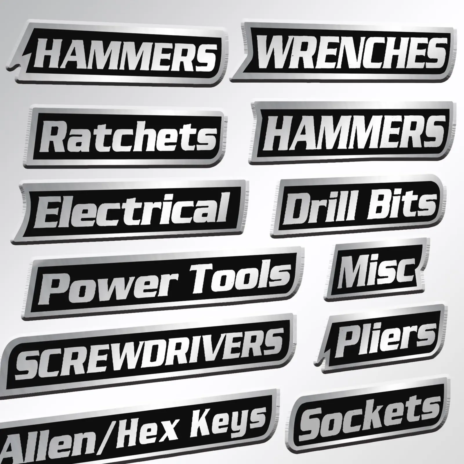 AXIZITECH 2026 New 12-Pack 3D-Printed Magnetic Label Set - Removable Reusable Tags for Toolbox Storage, Office Organization, Removable Labels
