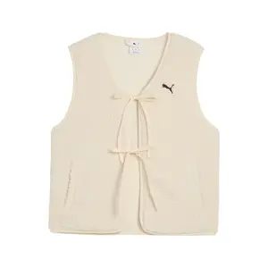 PUMA Womens Wardrobe Essentials Polar Fleece Gilet Vest Athletic Outerwear Casual - Beige