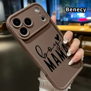 Phone Case for iPhone 17 Pro Max 16 Plus 15 14 13 12 11 Air E Boy's Mama Love Pattern Anti-Scratch Shockproof Soft Silicone Protective Cover