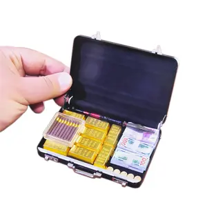 1:6 Scale Golden Briefcase - Includes miniature cash, gold bars set, retro gold coin-themed scene accessories, miniature model toy house decorations, and collectible miniature scene setting materials. Props Gift