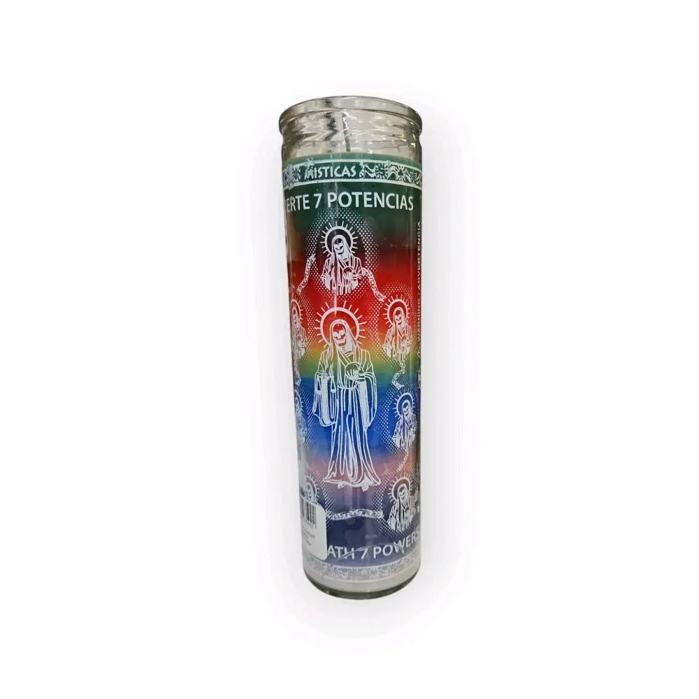 Holy Death 7 Powers Candle Full Spiritual Strength - Mystical 7 Potencias Design