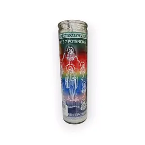 Holy Death 7 Powers Candle Full Spiritual Strength - Mystical 7 Potencias Design