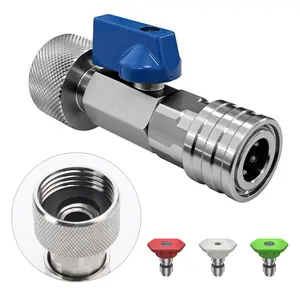 POHIR Garden Hose Shut Off Valve to Mini Power Washer Adapter, 3/4" GHT to 1/4" Quick Connect, Convert Quick Connect Water Hose into Power Washer Nozzle Tips, Car Washing Nozzle & Hose Attachment