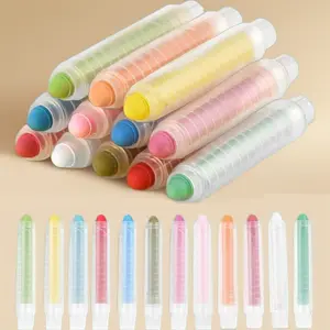 12 Pcs Dustless Colored Chalk Set with Holders, Non-Toxic Washable Toddler Art Chalk, Outdoor Drawing & Blackboard Play Supplies, Safe for Kids