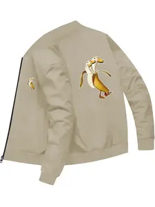 Trendy Fashion Men's Banana Duck Printed Bomber Jacket for Daily Street Casual Outerwear
