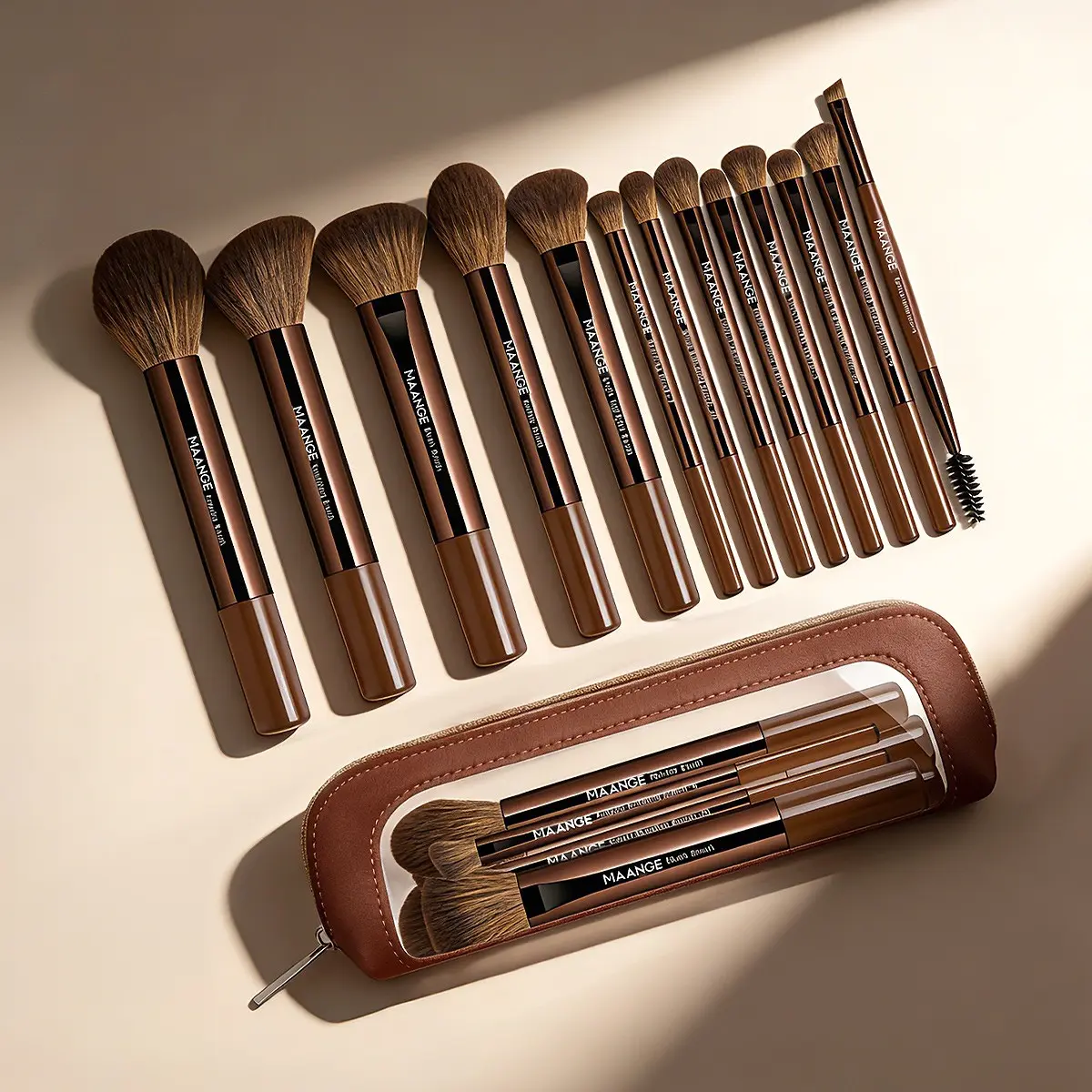 Maange 14-Piece Makeup Brush Set with 13 Brushes & Cosmetic Bag, Foundation Brush, Blush Brush, Powder Brush, Eyeshadow Brush, Mascara Brush, Face Makeup Brush, Makeup Tools Set, Makeup Brush Kit