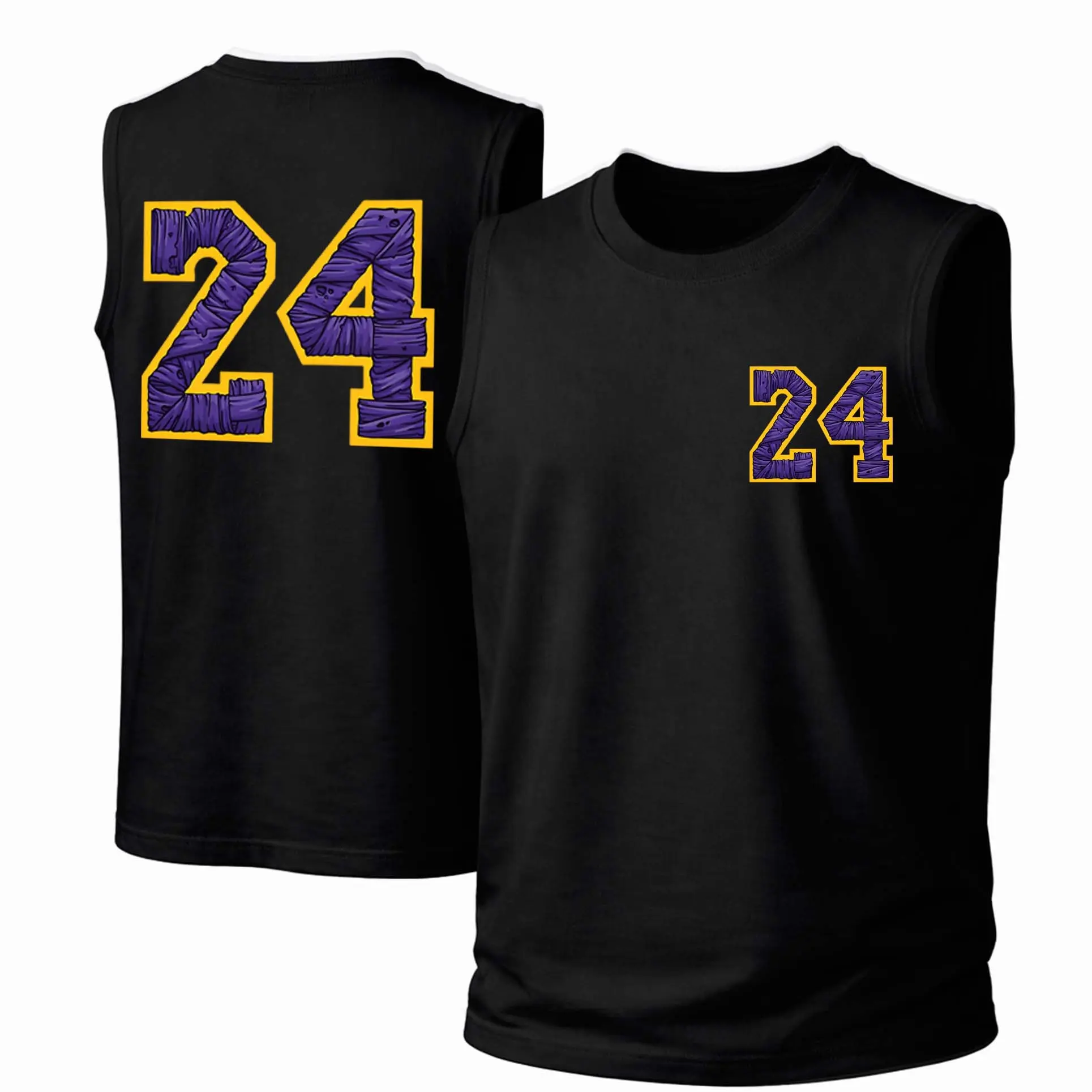 Men's Soft Cotton Unisex Retro Basketball Print Tank Top - Loose-Fit Streetwear, Sporty Chic Sleeveless Top, Do Not Dry Clean