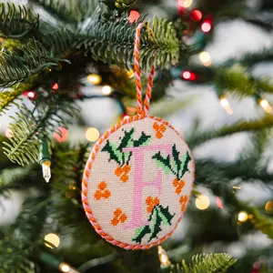 Needlepoint Monogram Ornament - F