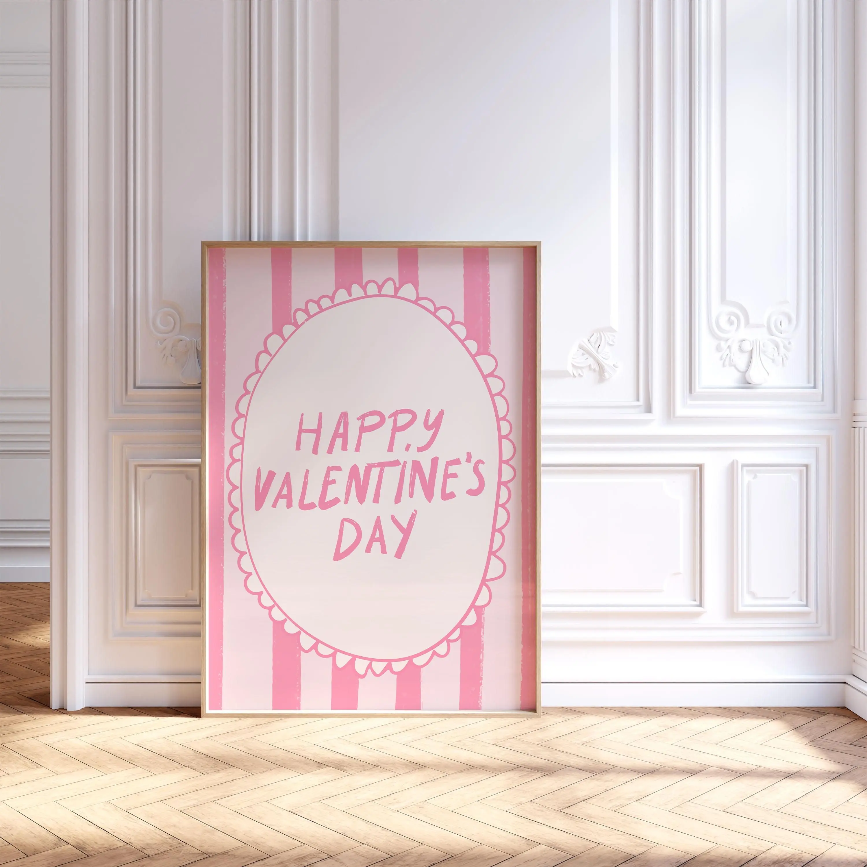 [SALE UP TO 40%] [Unframed] Happy Valentine's Day Printable Wall Art: Trendy Pink Valentine Poster