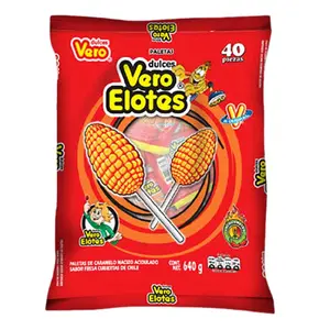 Vero Elotes Paleta - Spicy Hard Candy Lollipop / 24 Pieces Bag /