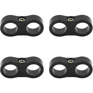 4 count 6AN Hose Separator Clamps,  Alloy   line Mounting Clamp, Auto Hose Fitting Adapter Bracket, Universal for 3/8"  Hose, Oil Line,  Line, Water Pipe, Gas Line (6AN)