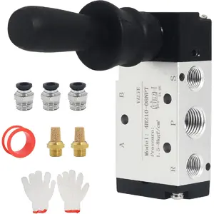 Air Hand Lever Operated Valve 1/4 Inch NPT 5 Way 2 Position Pneumatic Solenoid Valve 4H210-08 Manual Control Push-Pull Air Valve (4H230C-08)
