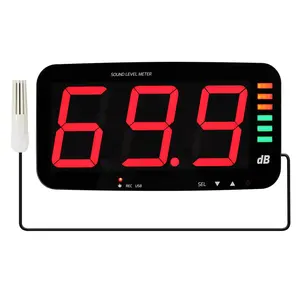 13 Inches Decibel Meter Recorder Sound Level Meter, Wall Mount Noise Meter with 16.4ft Sensor, Buzzer Alarm Unlimited Data Logging for Classroom, Studio, Home