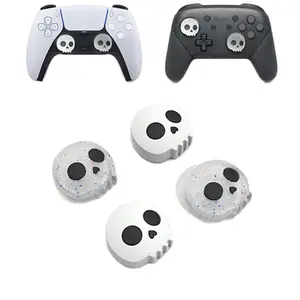4pcs Crystal White Skull Design Joystick Cap Compatible With Pro PlayStation Controller Silicone Button Caps Gaming Accessory Best Gift For Switch Players