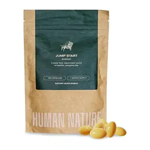 Human Nature Jump Start – Wild Grass-Fed Bison Tallow & MCT Oil Supplement – Natural Energy Boost, Brain Focus & Bone Health – 180 Capsules - Made in USA