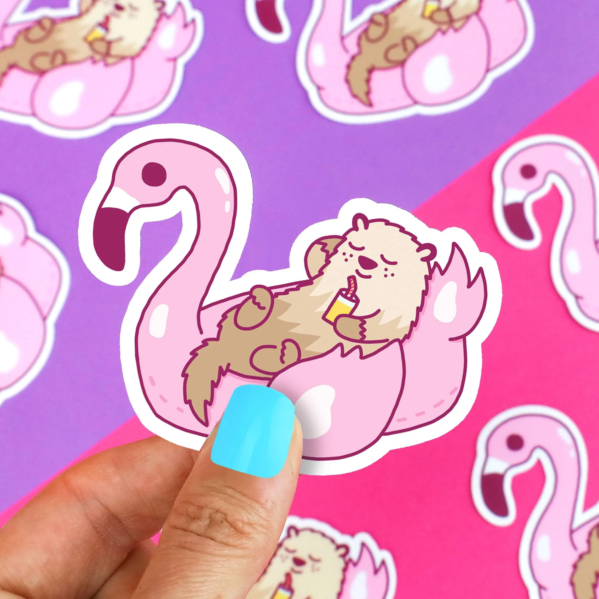 Flamingo Float Summer Otter Vinyl Sticker Decor Decorative Waterproof Pool