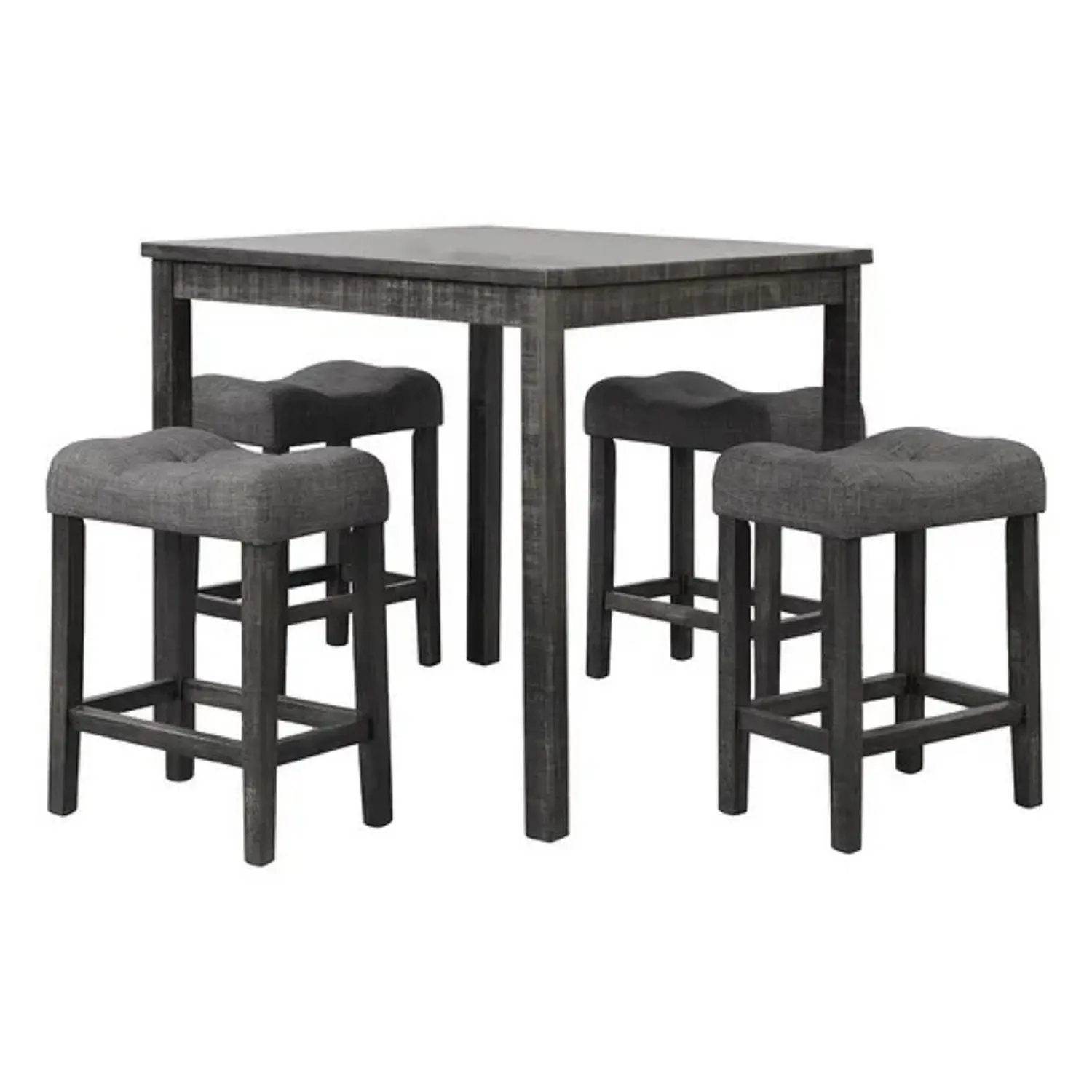 Transitional Counter Dining Set With 4 Tufted Stools