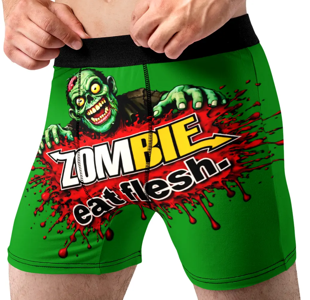 Random Stock Apparel Zombie Eat Flesh Men's Boxer Briefs Funny Halloween