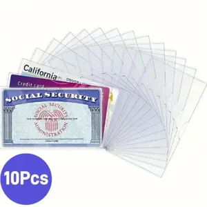 10 Classic PVC Waterproof Card Protectors, Soft Transparent Storage Bags, Card Organizer, Ideal for Social Security, Medical Insurance, Credit Cards Wallet, Waterproof Pouch