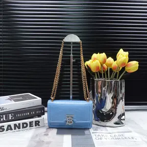 Pre-owned BURBERRY calfskin Shoulder Bags TB Logo Blue Shoulder Bag T10284792