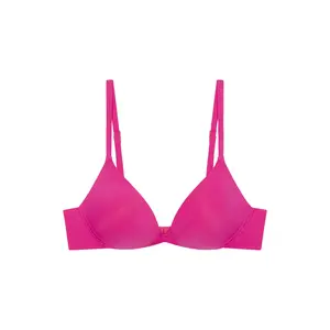 Women's Wireless Plunge Bra in Pink - Lightly Padded, Invisible Fit