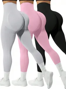 Women's Solid High Waist Sports Leggings, High Stretch Breathable Comfortable Skinny Pants, Ladies Sportswear for Indoor Outdoor Wear