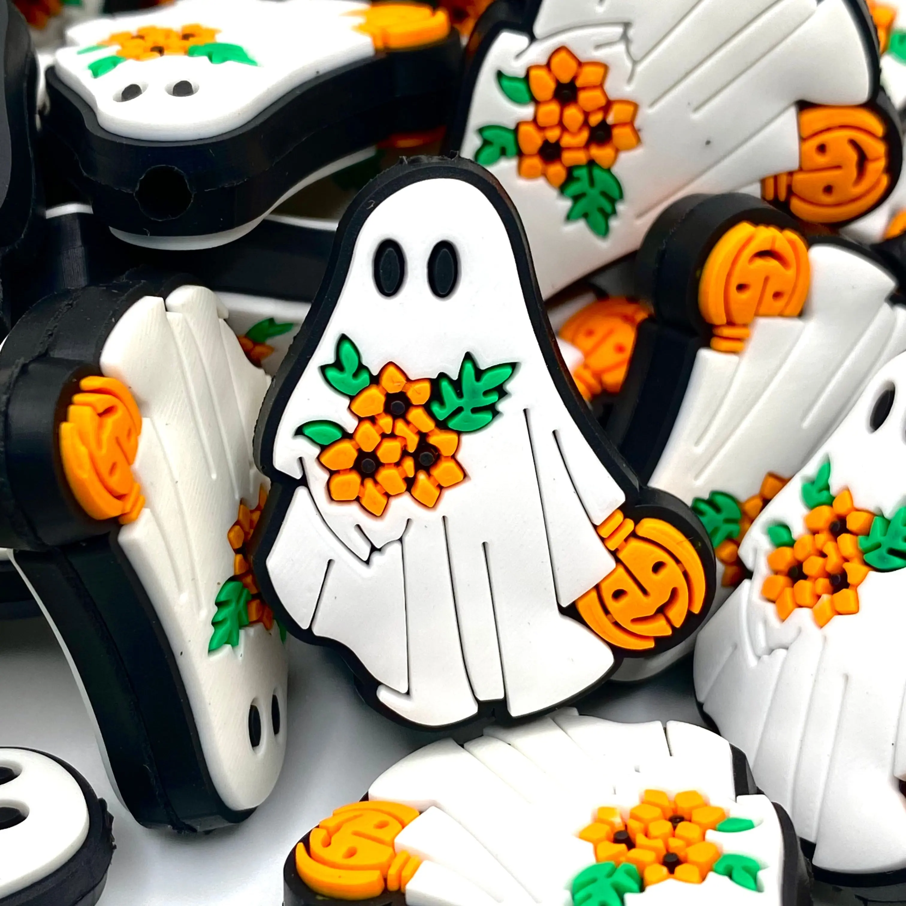 1pc Boo Bouquet PVC Focal Beads - Halloween Ghost Shape Beading Beaded Pens Supply