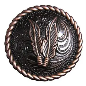 1.5" Hilason Western Style Copper Feather Rope Edge Tack Saddle Headstall Concho