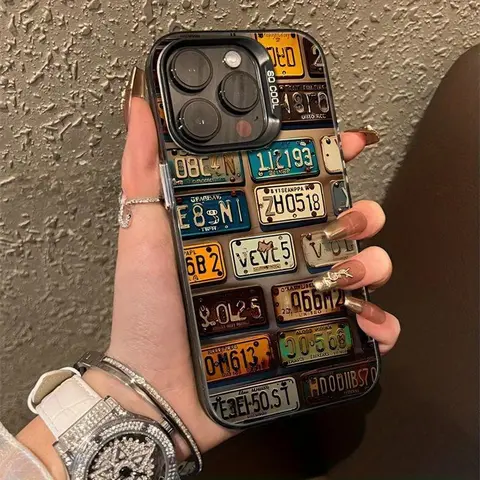 Car License Plate Pattern Phone Case Casing, Mobile Phone Casing, TPU Smartphone Cover, Shockproof Phone Protective Cover, Phone Accessory Compatible with Cellphone Smartphone iPhone 16 15 14 13 12 11 XS XR X Mini Plus Pro Max Protector