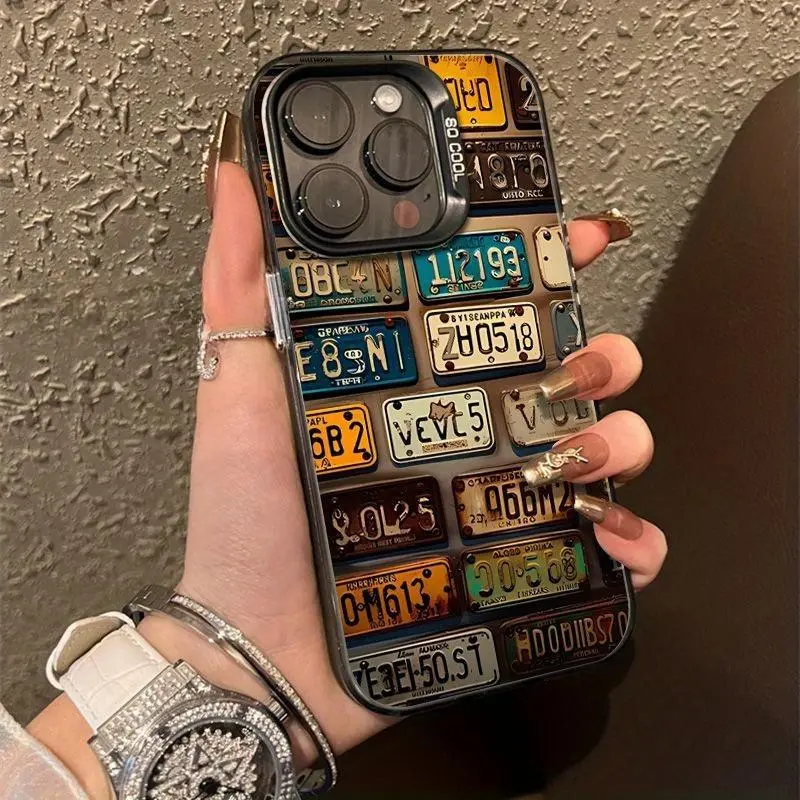 Car License Plate Pattern Phone Case Casing, Mobile Phone Casing, TPU Smartphone Cover, Shockproof Phone Protective Cover, Phone Accessory Compatible with Cellphone Smartphone iPhone 16 15 14 13 12 11 XS XR X Mini Plus Pro Max Protector