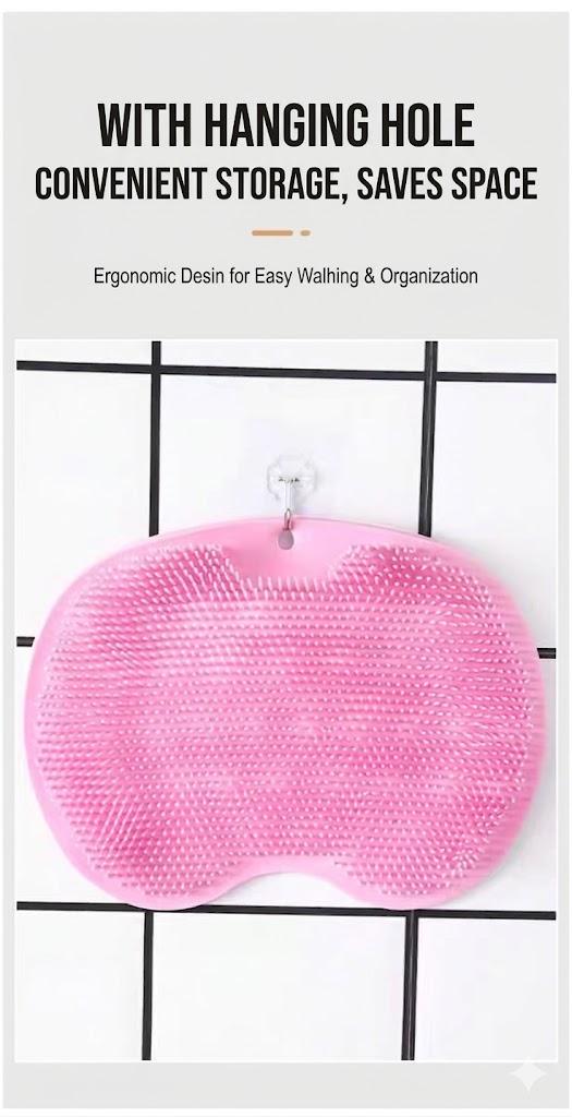NO MORE Bending in the Shower!  Exfoliating Foot Scrubber & Massager Mat - Perfect for Deep Cleaning (Pink & Blue)