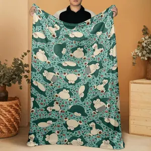 Anime Snorlax Fleece Blanket Cozy Soft Warm Throw for Bedroom Decor Lazy Day Comfort Gift for Fans Adults Teens Kids