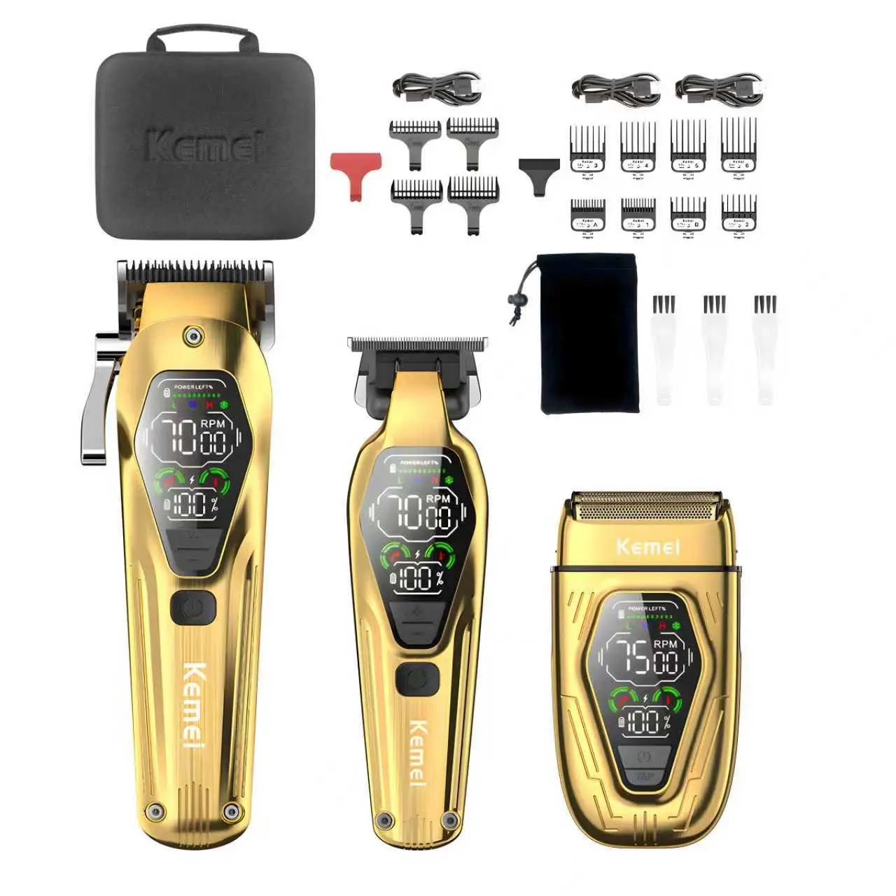 Professional Salon Electric Hair Clipper Set, Hair Cutting Kits, High Definition Display, 3 Speed Settings, USB Rechargeable, Men's Trimmer, Brand New