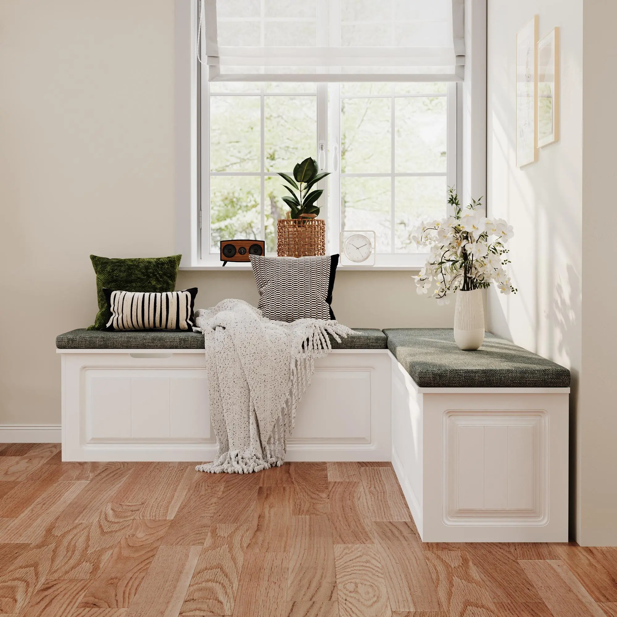 FUFU&GAGA L-Shaped Storage Bench with Hidden Compartment - Multifunctional Home Storage Solutions for Entryway, Cloakroom, Shoe Organization Needs