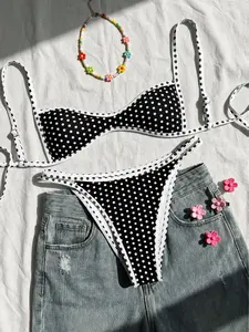 New Floral Print Sexy Low Cut Bikini Set for Women, Stylish Beach Holiday Pool Party Swimwear, Trendy European Style, Swimsuit