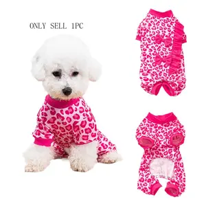 Single Piece Pet Clothes Dog Puppy Poodle Costume Leopard Print Four-Leg Design Cat Clothing Teddy Bichon Jacket, Stylish & Comfortable