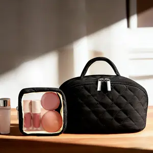 180 °   Lay-Flat Puffy Makeup Bag |   Large Travel Organizer with 5 Compartments |   Machine Washable |   Gift for Her