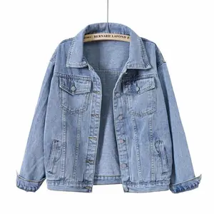 ‌ Spring & Autumn Vintage Blue Denim Jacket for Women - Loose Plus Size Boyfriend Fit Layering Essential Womenswear