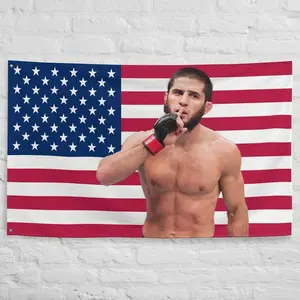 Islam Makhachev American Flag  UFC Lightweight Champion Combat Sports Tapestry 40in*60in Tapestry Decor