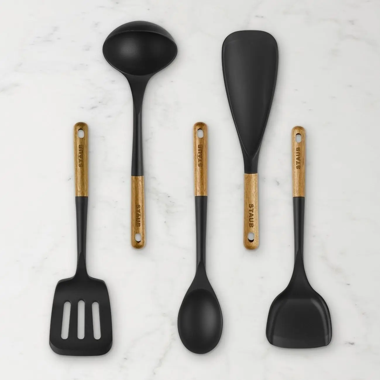 Staub Silicone Kitchen Utensils Set - 5-Piece Set with Various Shapes, Includes Spoon for Daily Cooking, Five Pieces